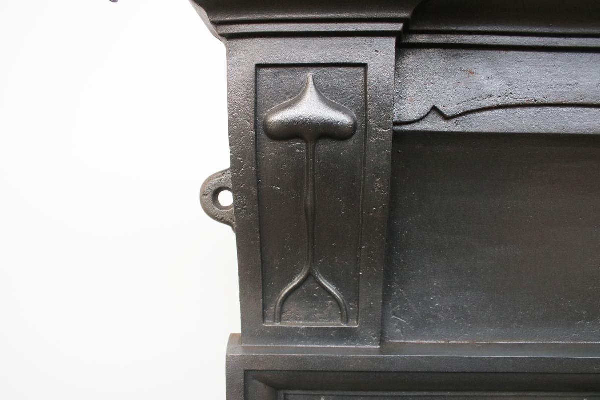 Arts and Crafts Antique Edwardian Cast Iron and Tiled Combination Fireplace