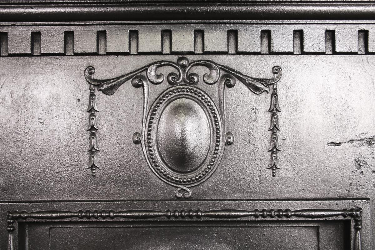English Antique Edwardian Cast Iron Bedroom Fireplace