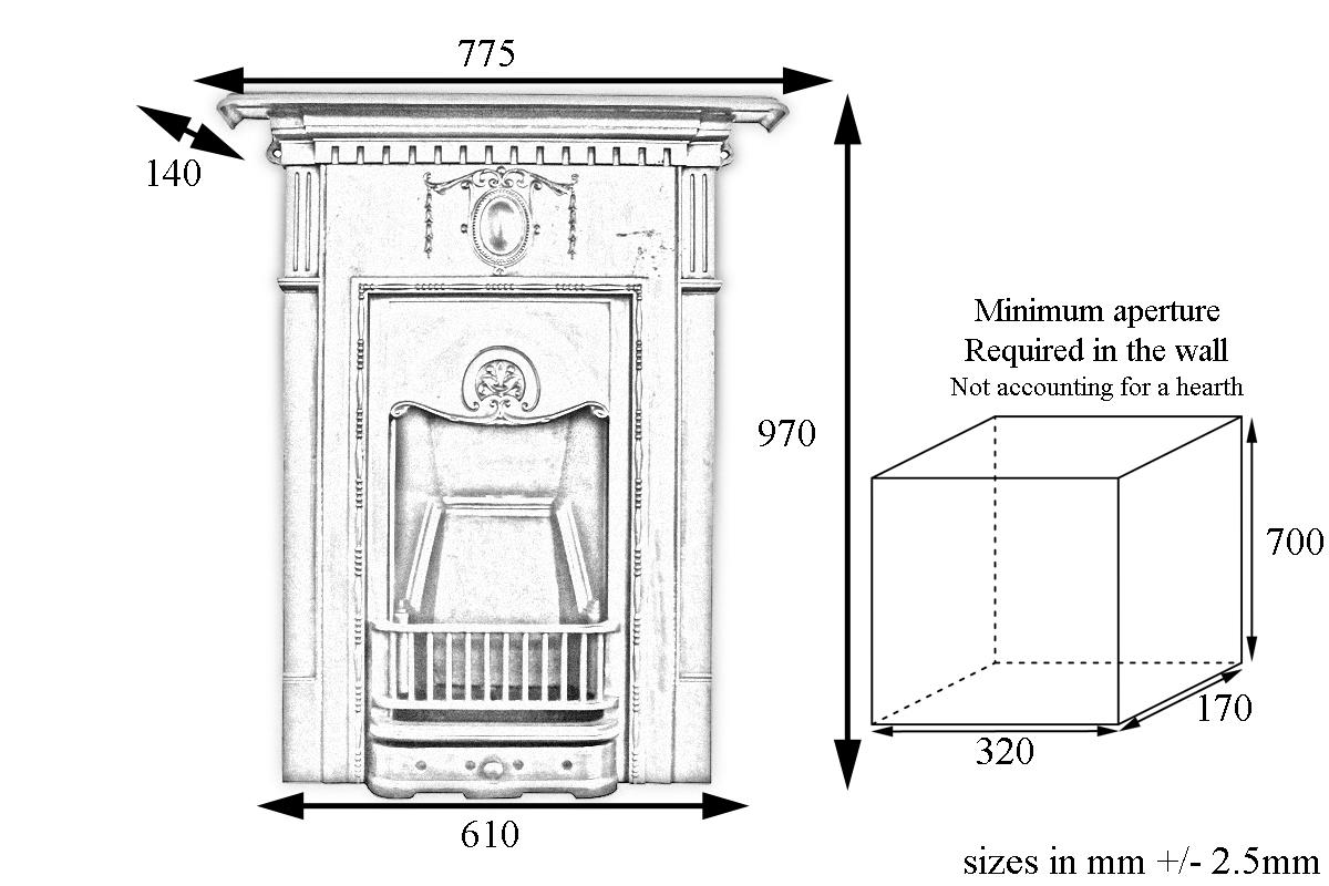 Early 20th Century Antique Edwardian Cast Iron Bedroom Fireplace