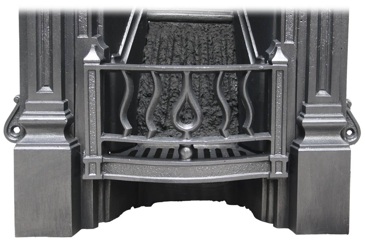 Early 20th Century Antique Edwardian Cast Iron Bedroom Fireplace in the Art Nouveau Manner