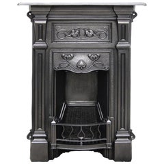 Antique Edwardian Cast Iron Bedroom Fireplace in the Art Nouveau Manner