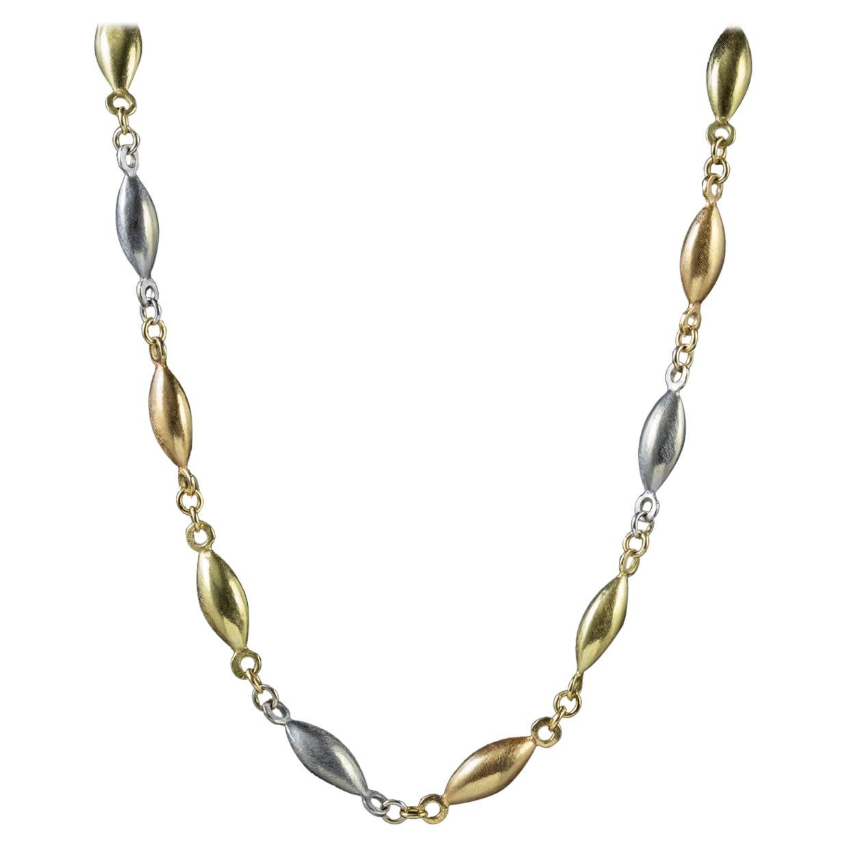 Antique Edwardian Chain Platinum 18 Carat Gold Link Necklace, circa 1910