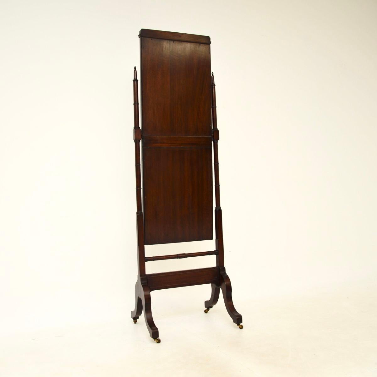 British Antique Edwardian Cheval Floor Mirror