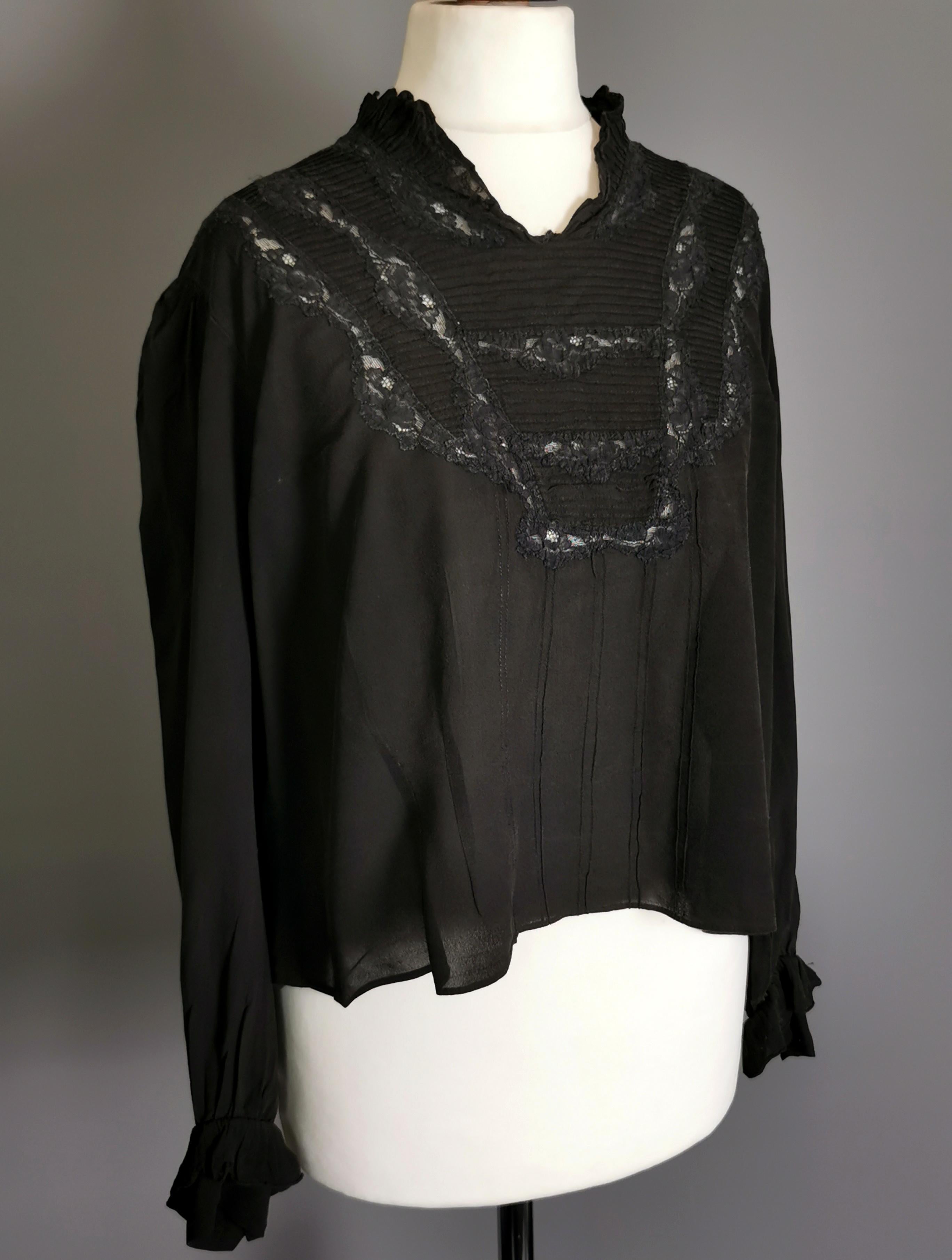 Women's Antique Edwardian chiffon and lace blouse  For Sale