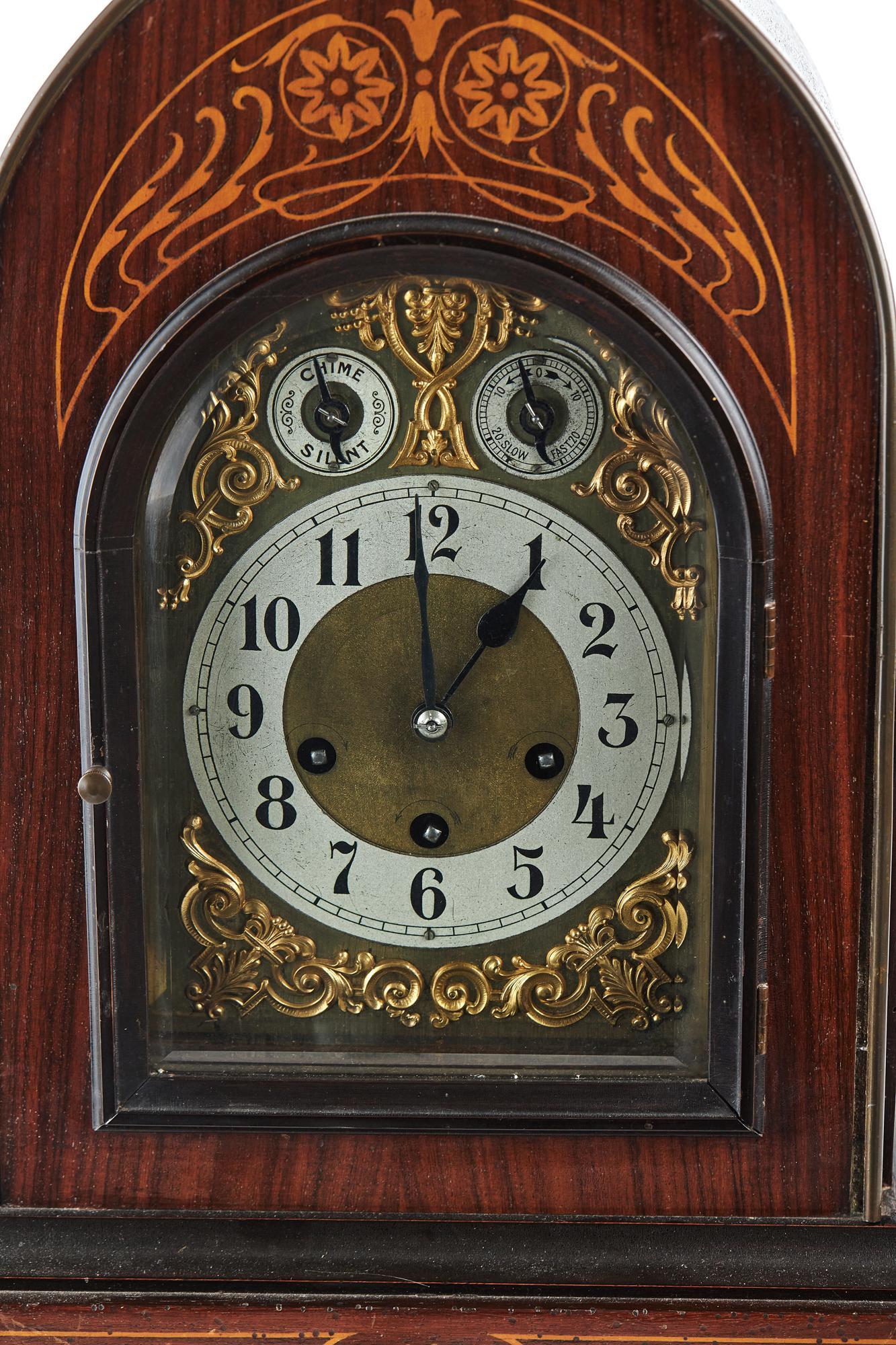 20th Century Antique Edwardian Chiming Mantel Clock