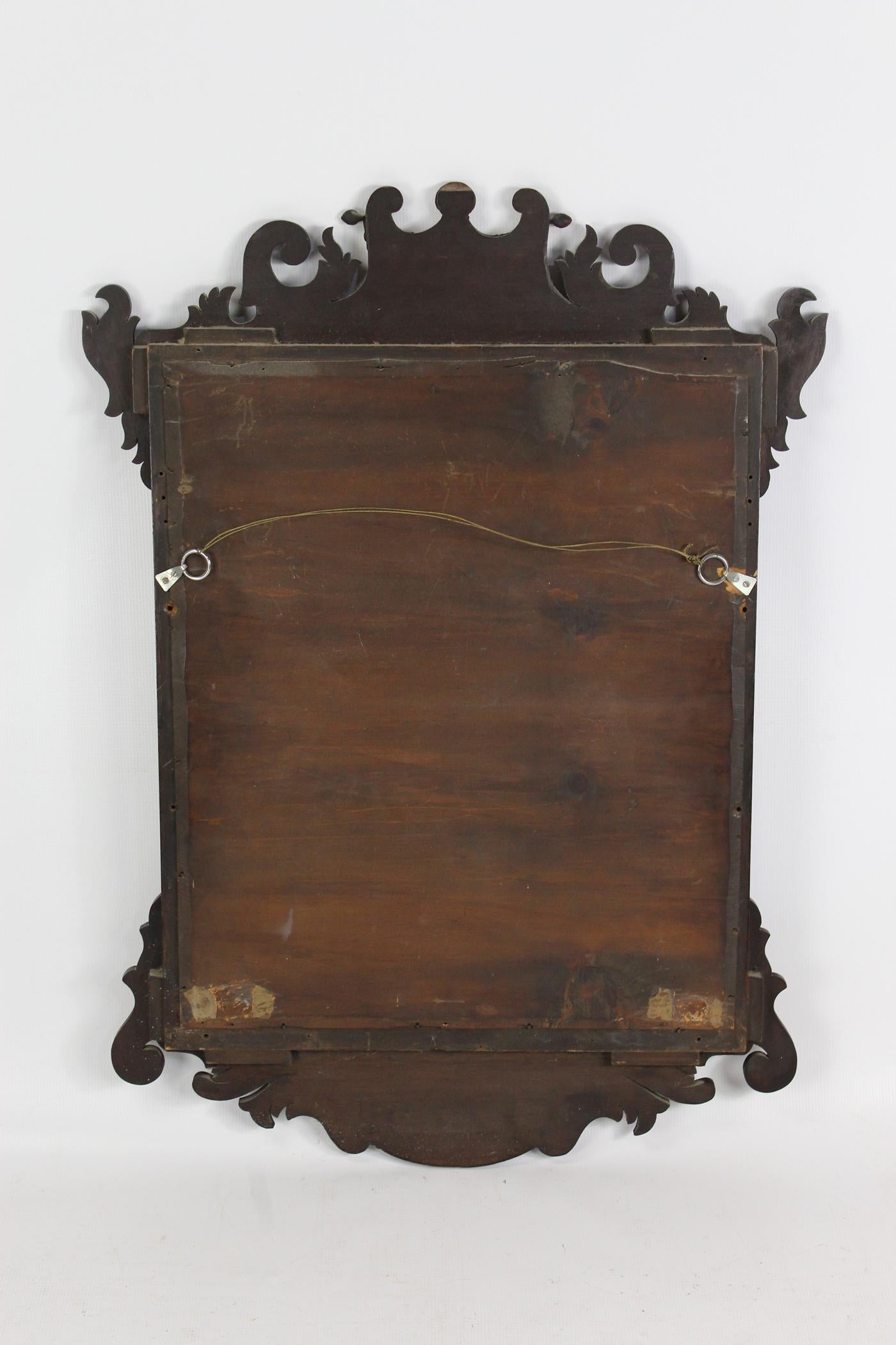 Antique Edwardian Chippendale Mahogany Fretwork Mirror Wall Bathroom Pier Glass For Sale 3