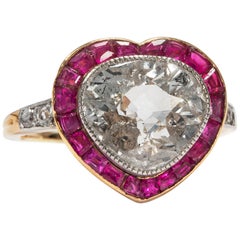 Antique Edwardian circa 1910 Certified 3.00 Carat Heart Cut Diamond Ring