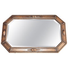 Antique MIROIR ÉDOUCARDIEN CIRCA 1910 ÉCOTTISME MONTÉ SUR MUR BOBBIN CARVÉ TOURNÉ
