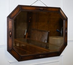 ANTIQUE EDWARDIAN CIRCA 1920 COUNTRY HOUSE  WALL MOUNTED CARVED BOBBIN  MiRROR