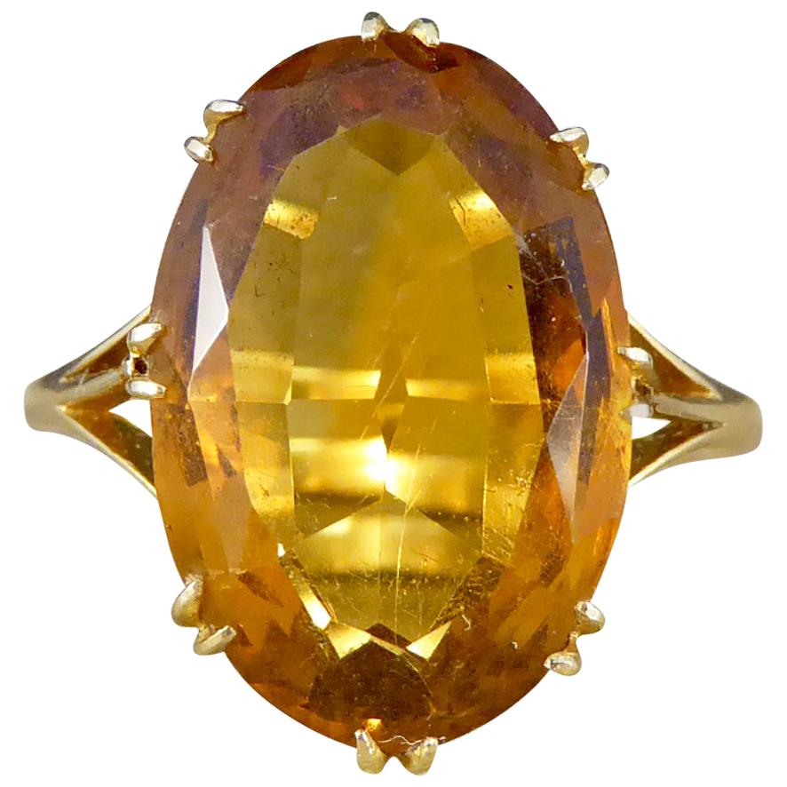 Antique Edwardian Citrene Ring in 18 Carat Yellow Gold