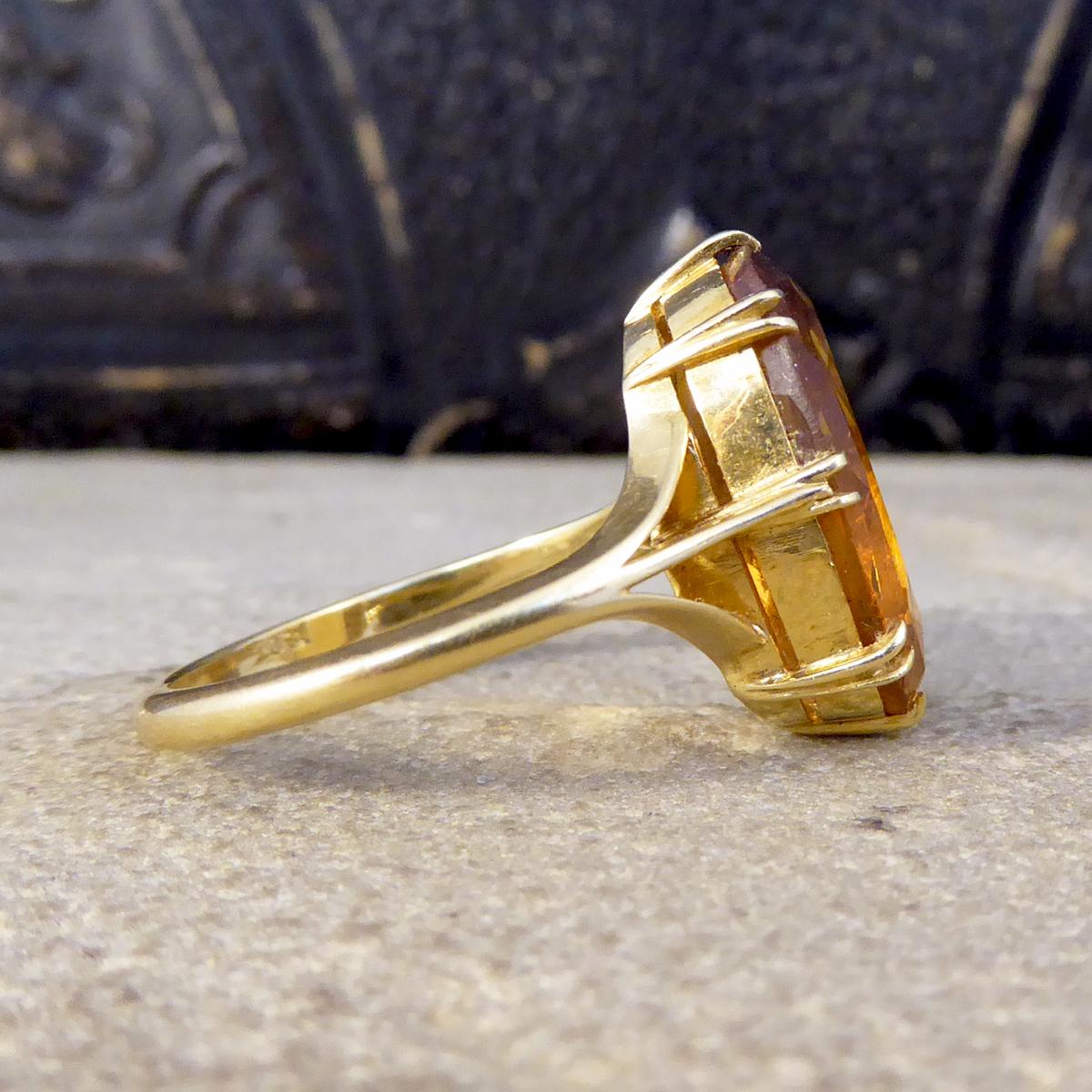 Oval Cut Antique Edwardian Citrene Ring in 18 Carat Yellow Gold
