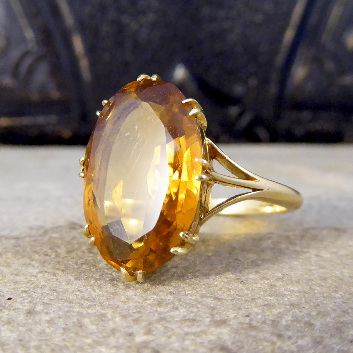 Women's or Men's Antique Edwardian Citrene Ring in 18 Carat Yellow Gold