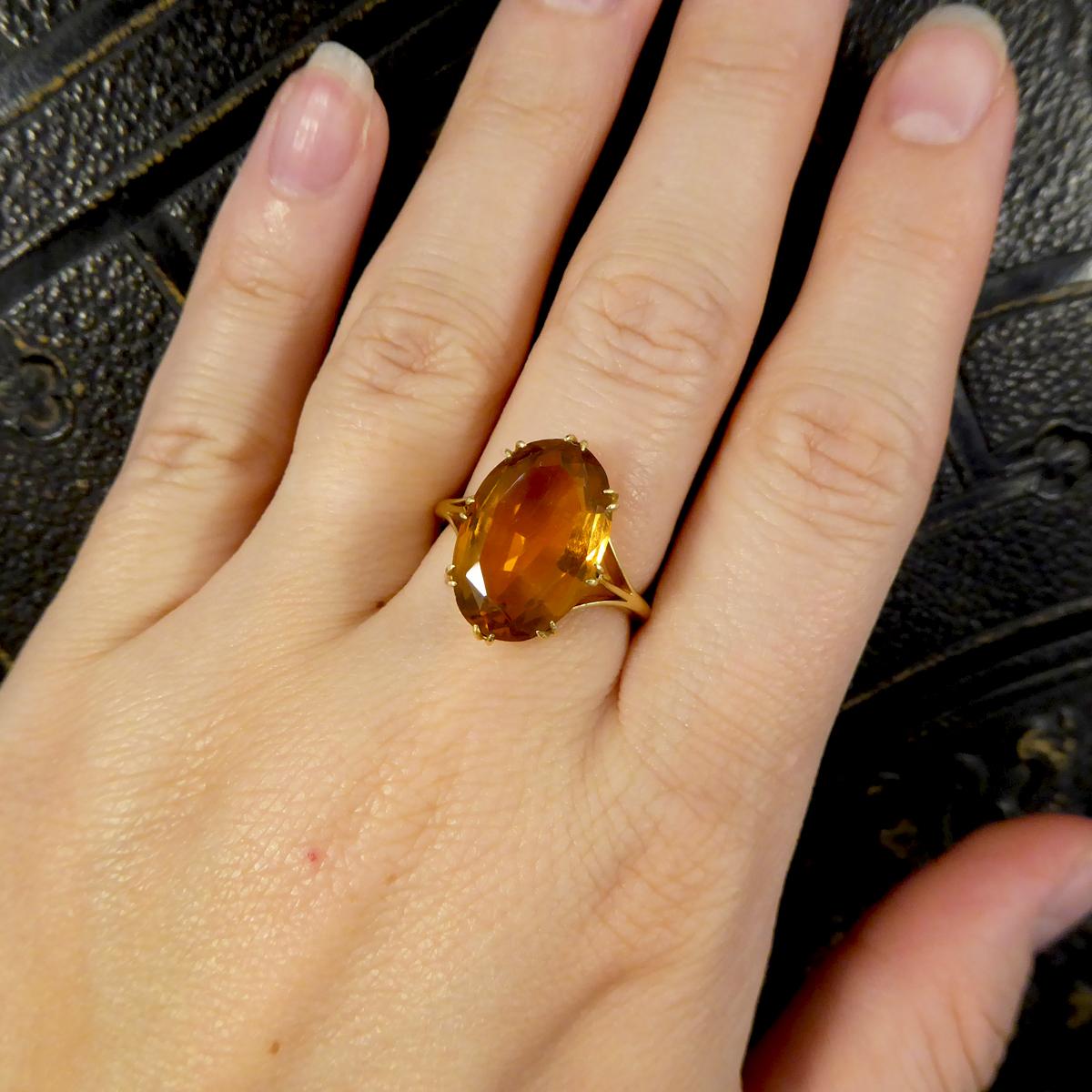 Antique Edwardian Citrene Ring in 18 Carat Yellow Gold 2