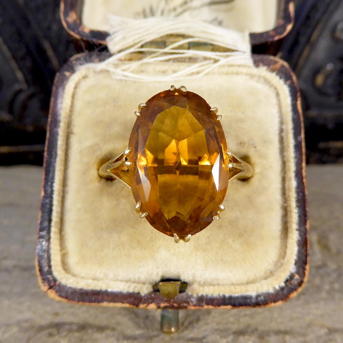 Antique Edwardian Citrene Ring in 18 Carat Yellow Gold 2