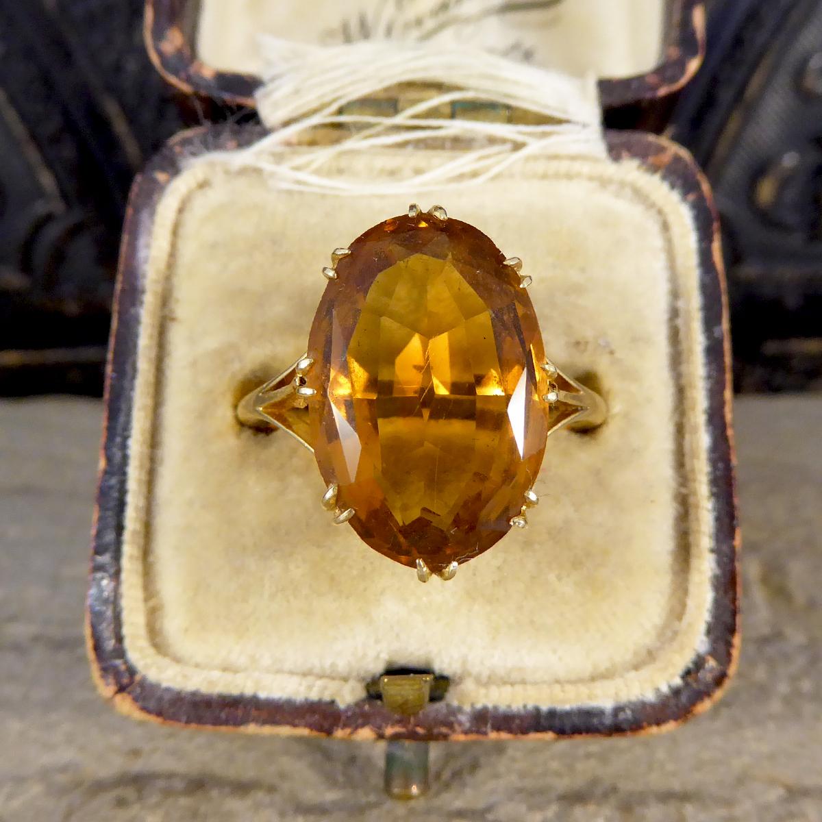 Antique Edwardian Citrene Ring in 18 Carat Yellow Gold 3