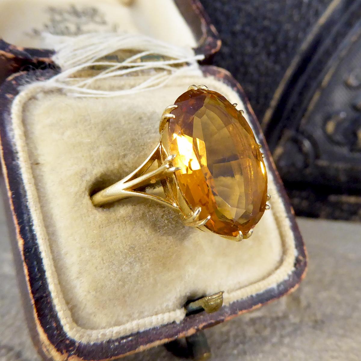 Antique Edwardian Citrene Ring in 18 Carat Yellow Gold 4