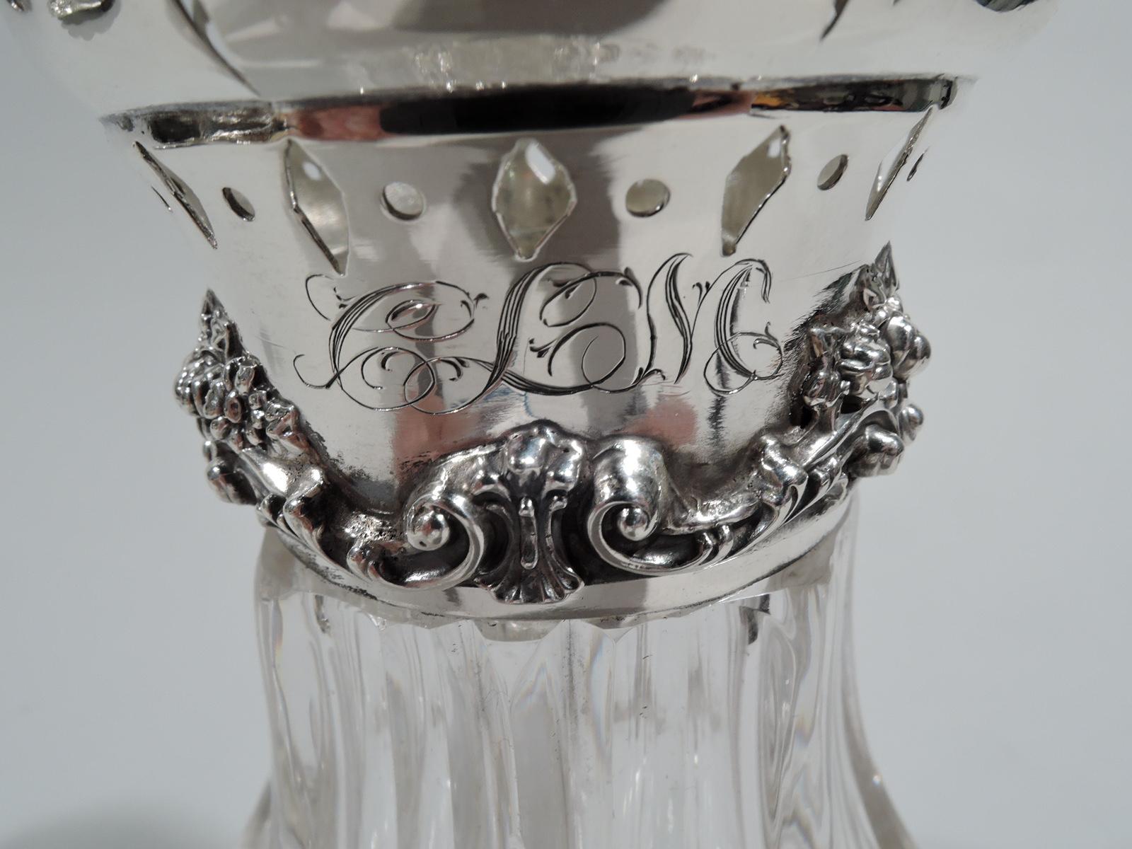 American Antique Edwardian Classical Sterling Silver & Crystal Sugar Caster