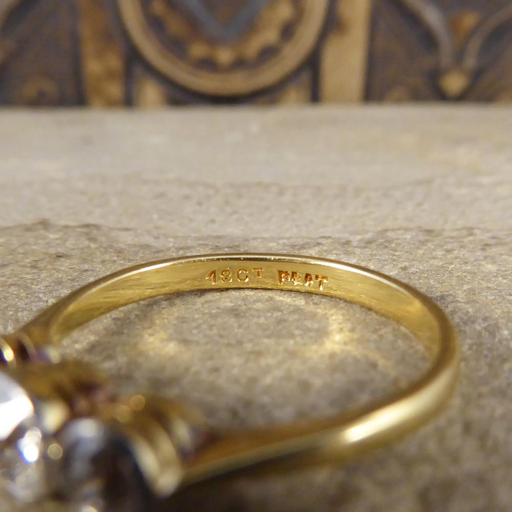 Women's Antique Edwardian Collar Set Three-Stone Diamond Ring in 18ct Gold and Platinum