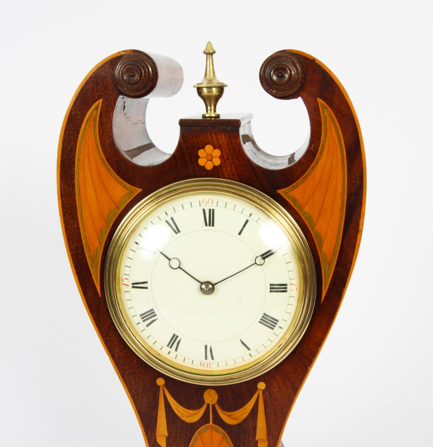 Antique Edwardian Conch Shell Inlaid Mantle Clock 1900s In Good Condition In London, GB