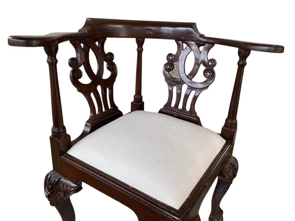 European Antique Edwardian Corner Chair Seat Mahogany For Sale