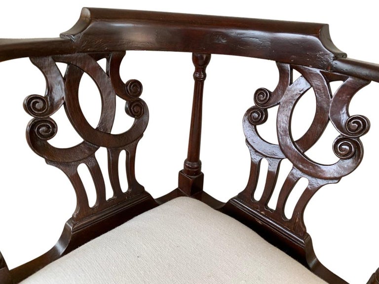 Antique Edwardian Corner Chair Seat Mahogany For Sale at 1stDibs