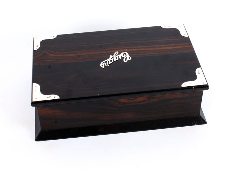 Antique Edwardian Coromandel Silver Mounted Cigar Humidor London 1902