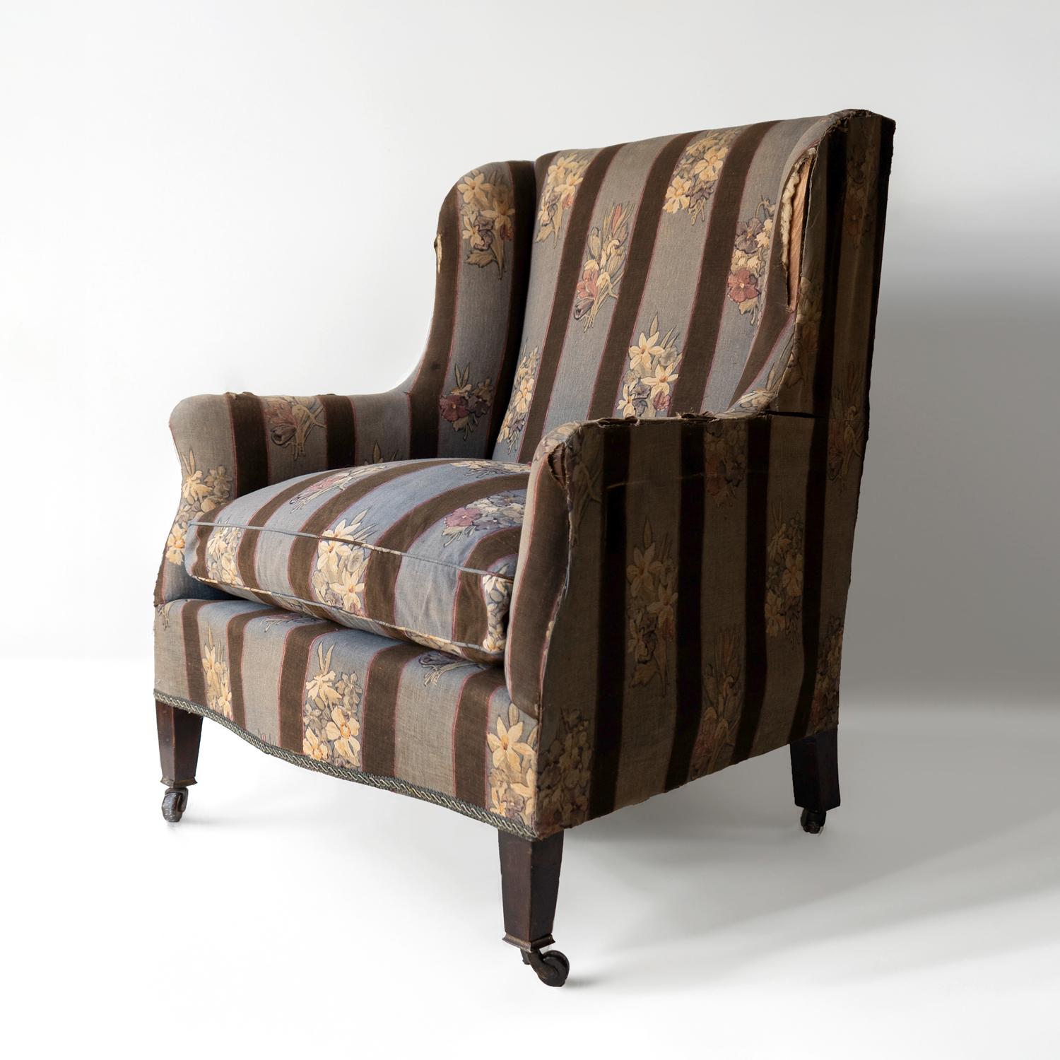 Hand-Crafted Antique Edwardian Country House Upholstered Armchair, Early 20th Century