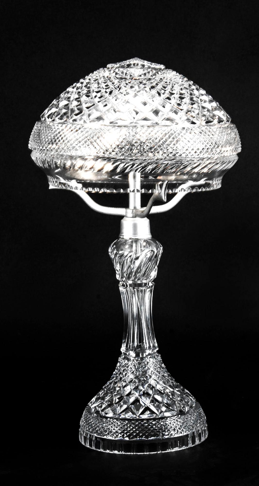 Antique Edwardian Crystal Cut-Glass Table Lamp, Early 20th Century 6
