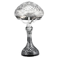 Antike edwardianische Tischlampe aus geschliffenem Kristallglas, frühes 20. Jahrhundert
