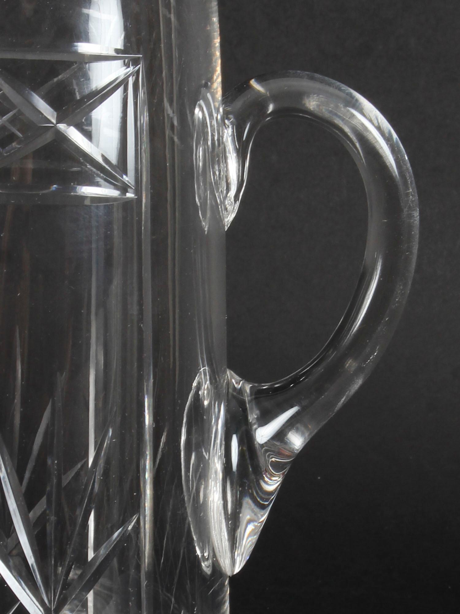 Antique Edwardian Cut Crystal Cocktail Jug Pitcher, Early 20th Century 2