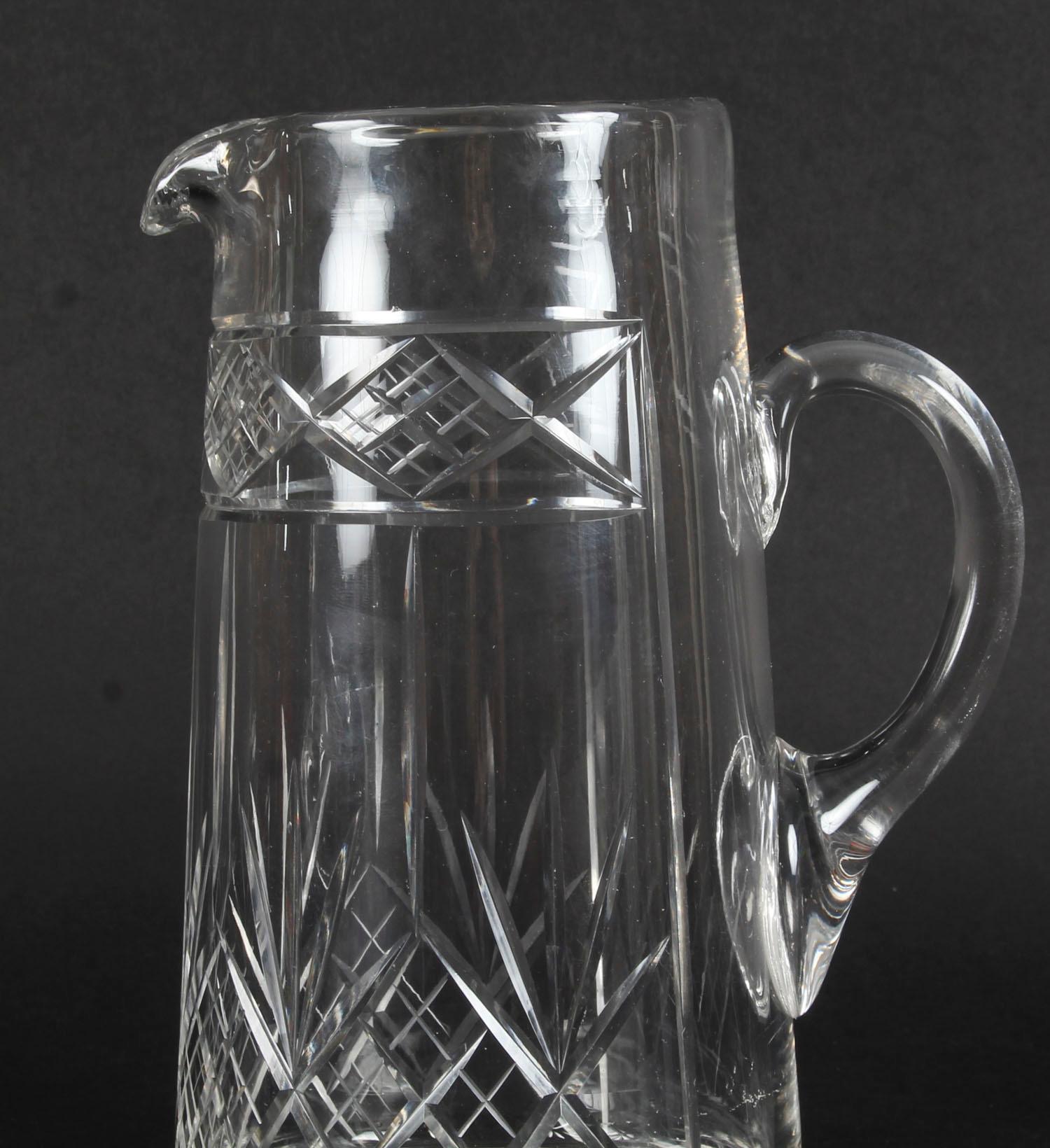 Antique Edwardian Cut Crystal Cocktail Jug Pitcher, Early 20th Century 3