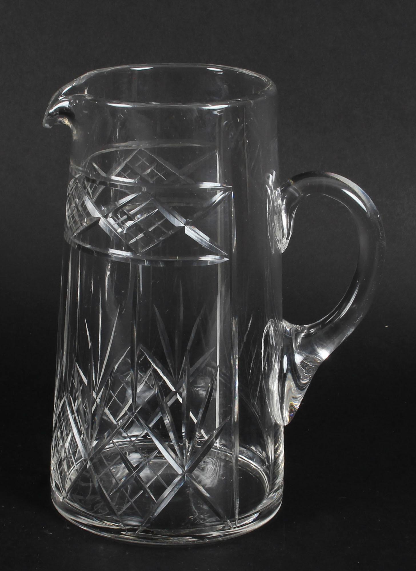 Antique Edwardian Cut Crystal Cocktail Jug Pitcher, Early 20th Century 5