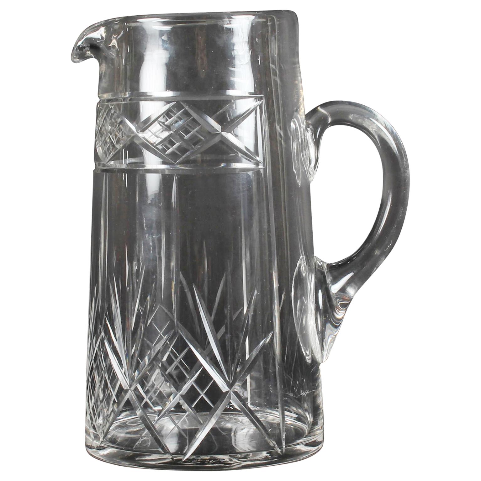 Antique Edwardian Cut Crystal Cocktail Jug Pitcher, Early 20th Century
