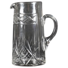 Antique Edwardian Cut Crystal Cocktail Jug Pitcher, Early 20th Century