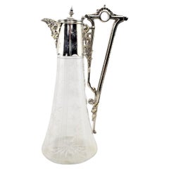 Used Edwardian Cut Crystal & Silver Plated Claret Jug or Decanter