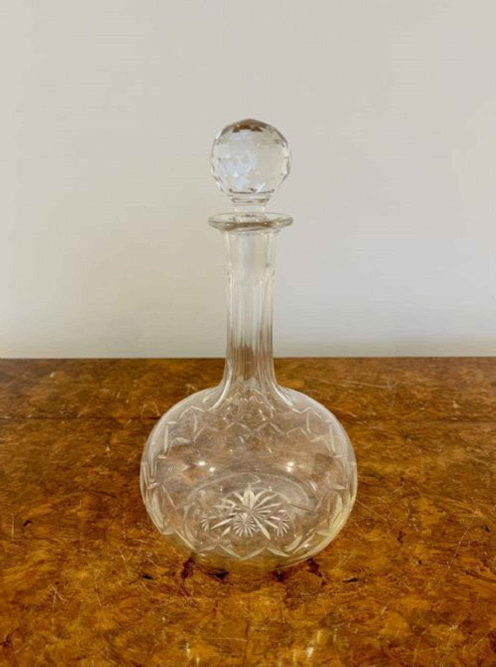 Antique Edwardian cut glass decanter In Good Condition For Sale In Ipswich, GB