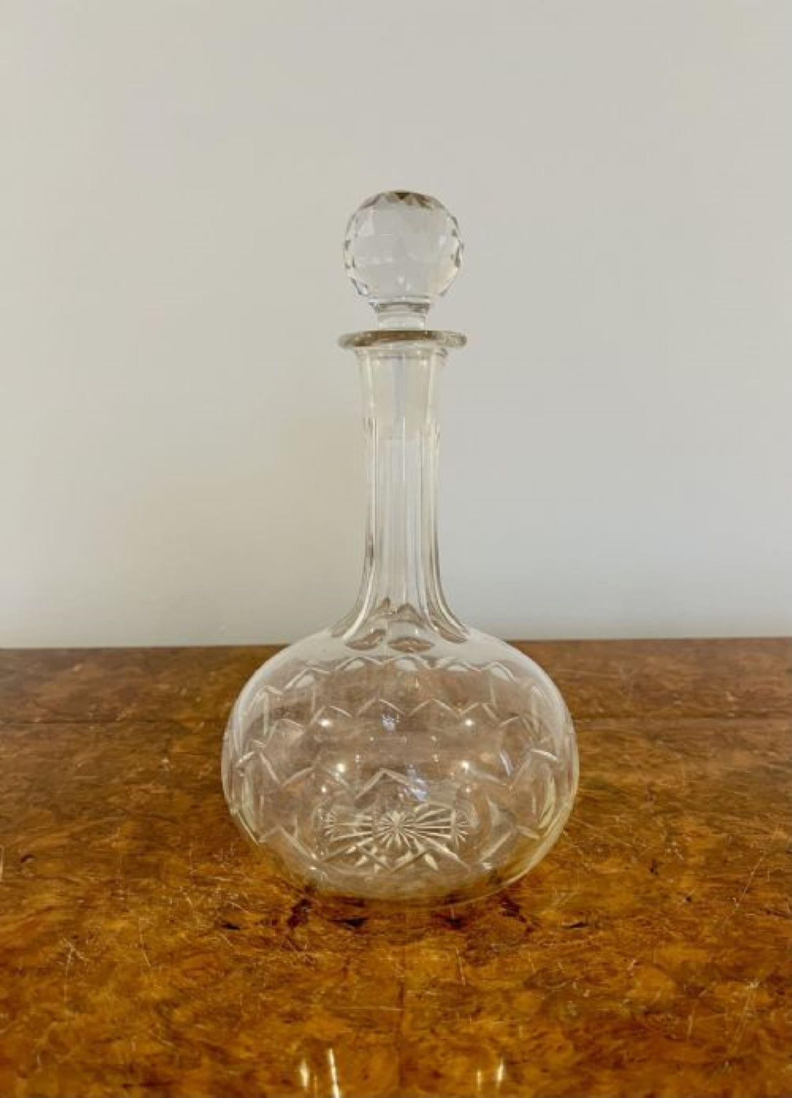 20th Century Antique Edwardian cut glass decanter For Sale