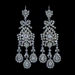 Antique Edwardian Dangle Paste Earrings Silver, circa 1910