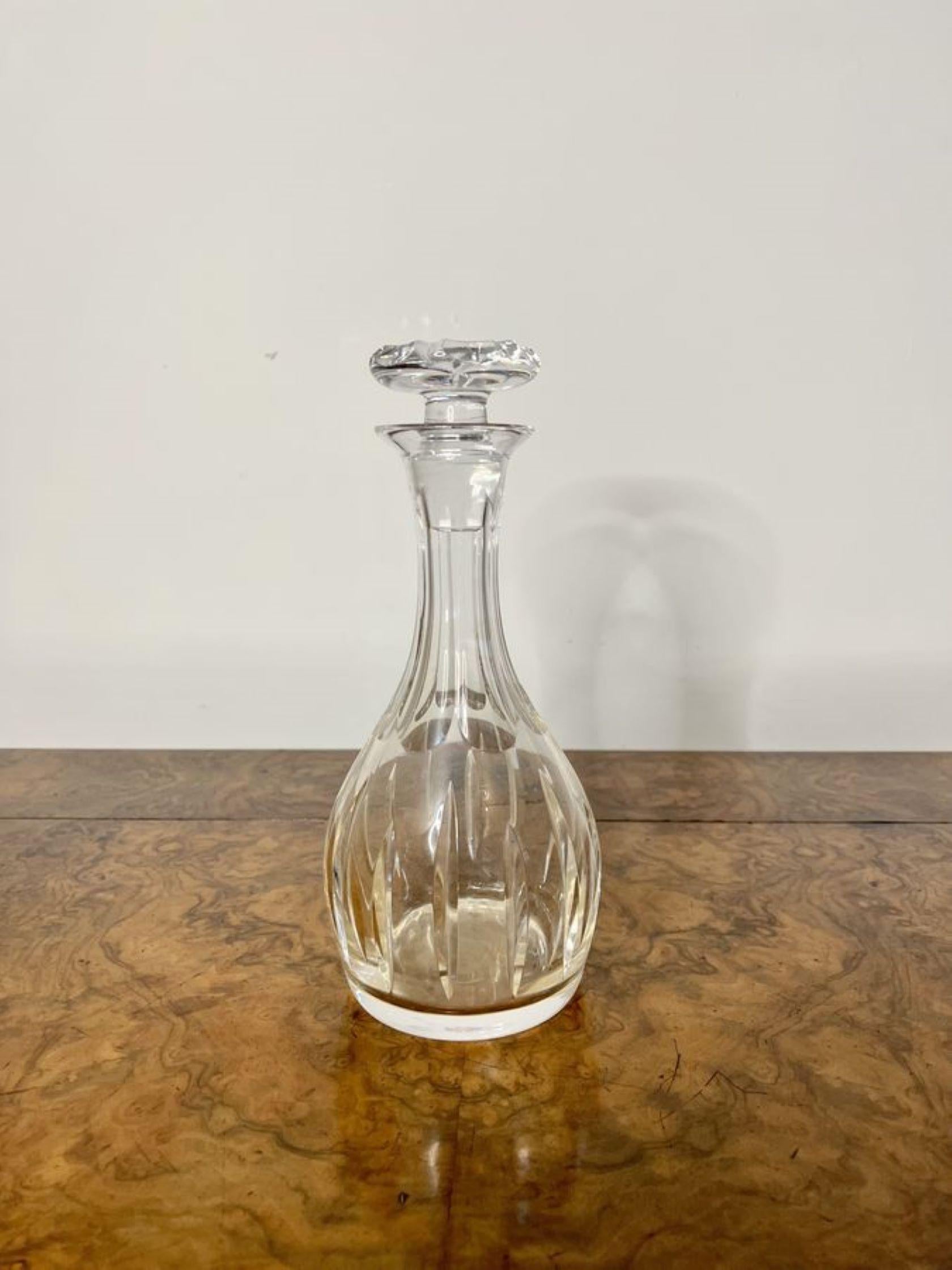 Antique Edwardian decanter having a quality antique Edwardian decanter with the original cut mushroom shaped glass stopper.

D. 1900