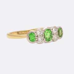 Antique Edwardian Demantoid Garnet Diamond Ring