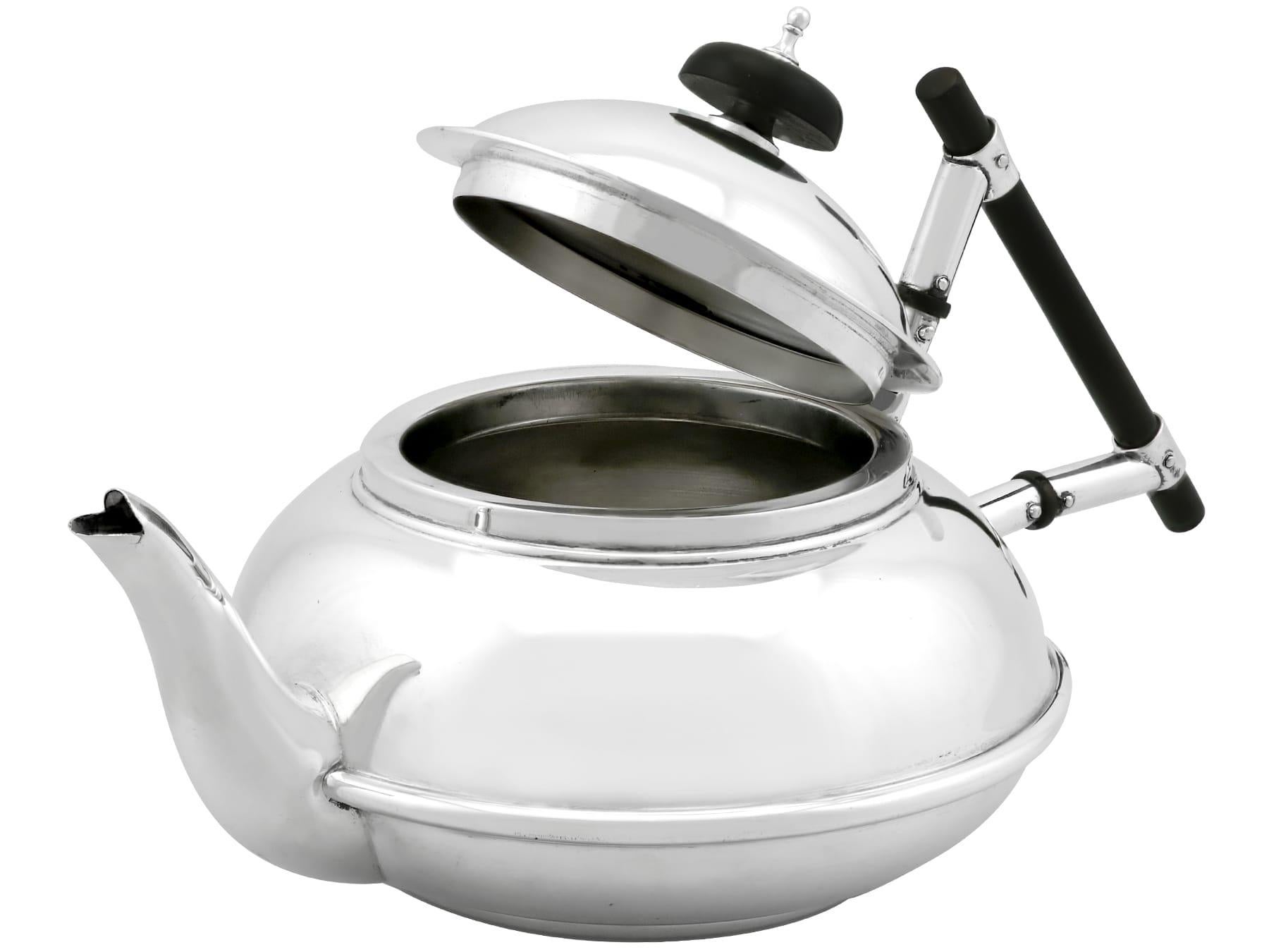 Antique Edwardian Design Style Sterling Silver Teapot For Sale 2