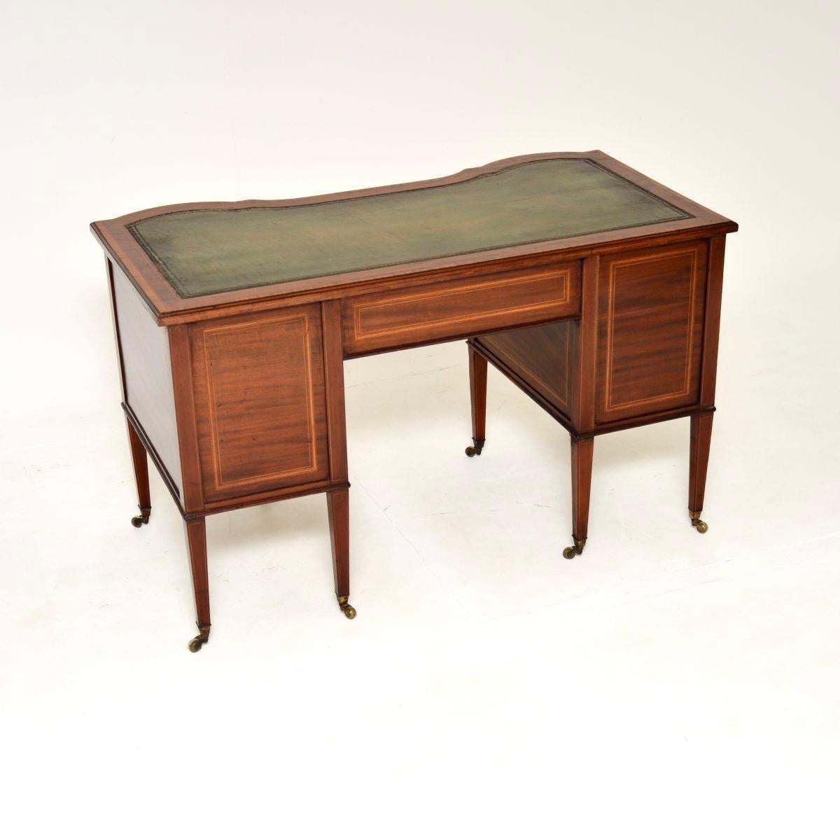 Leather Antique Edwardian Desk by Edwards and Roberts For Sale