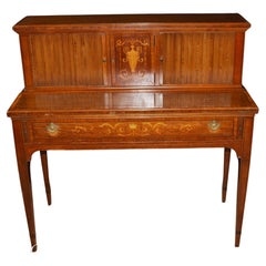 Antique Edwardian Desk Writing Table, Mahogany Sheraton