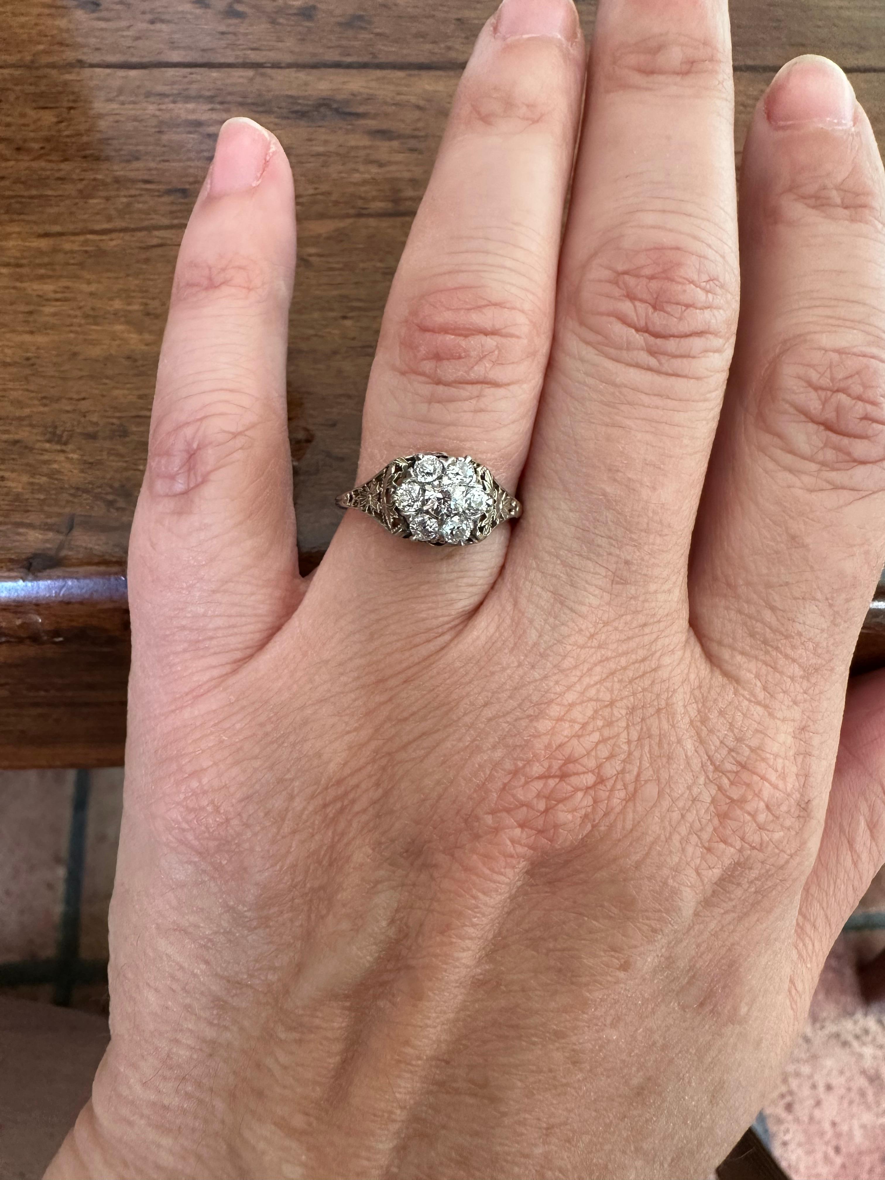 Antiker edwardianischer filigraner Diamant-Ring im Angebot 4