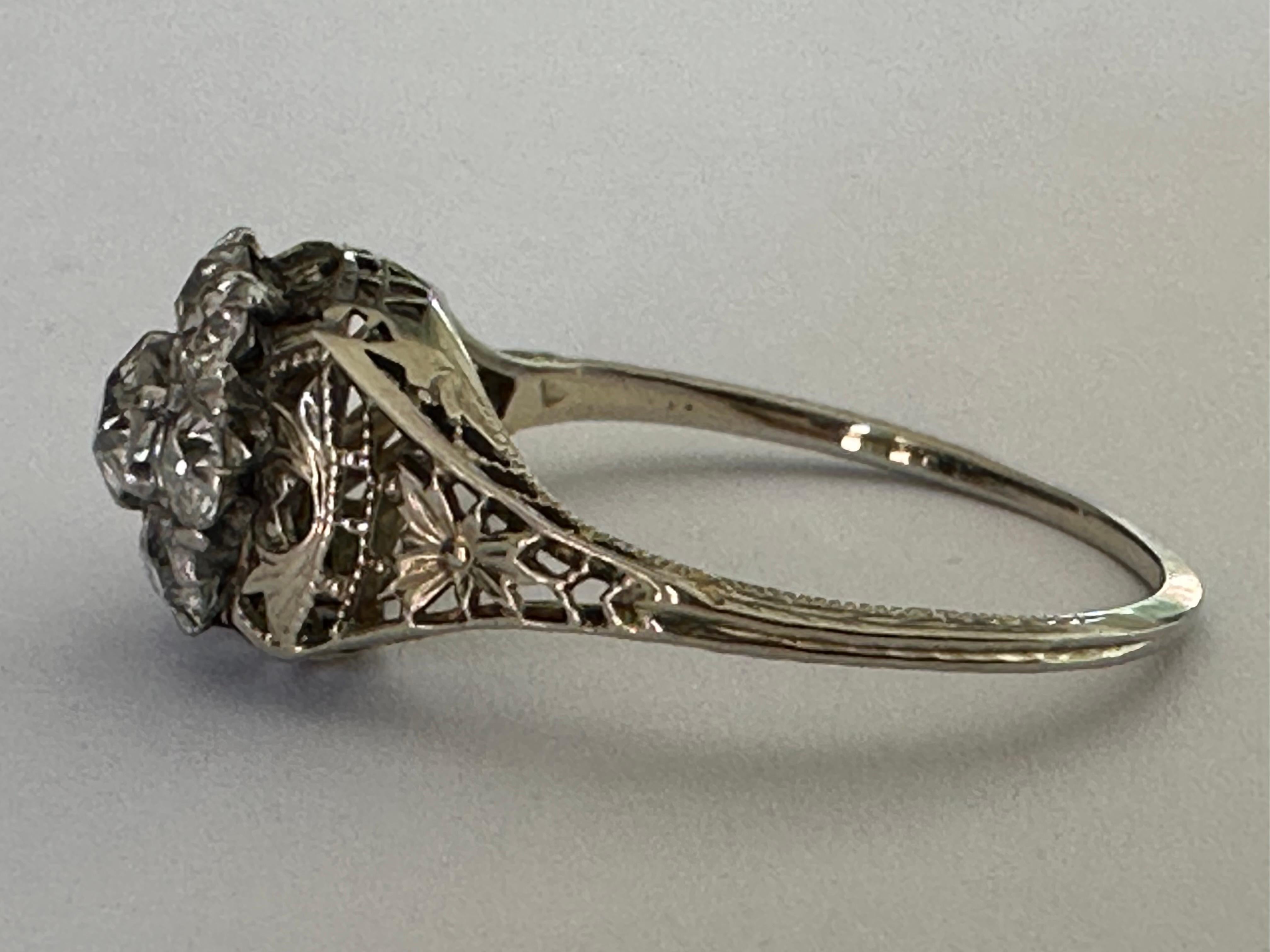 Women's Antique Edwardian Diamond and Filigree Ring For Sale