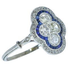 Antique Edwardian Diamond and Sapphire Ring in excellent condition, circa 1915