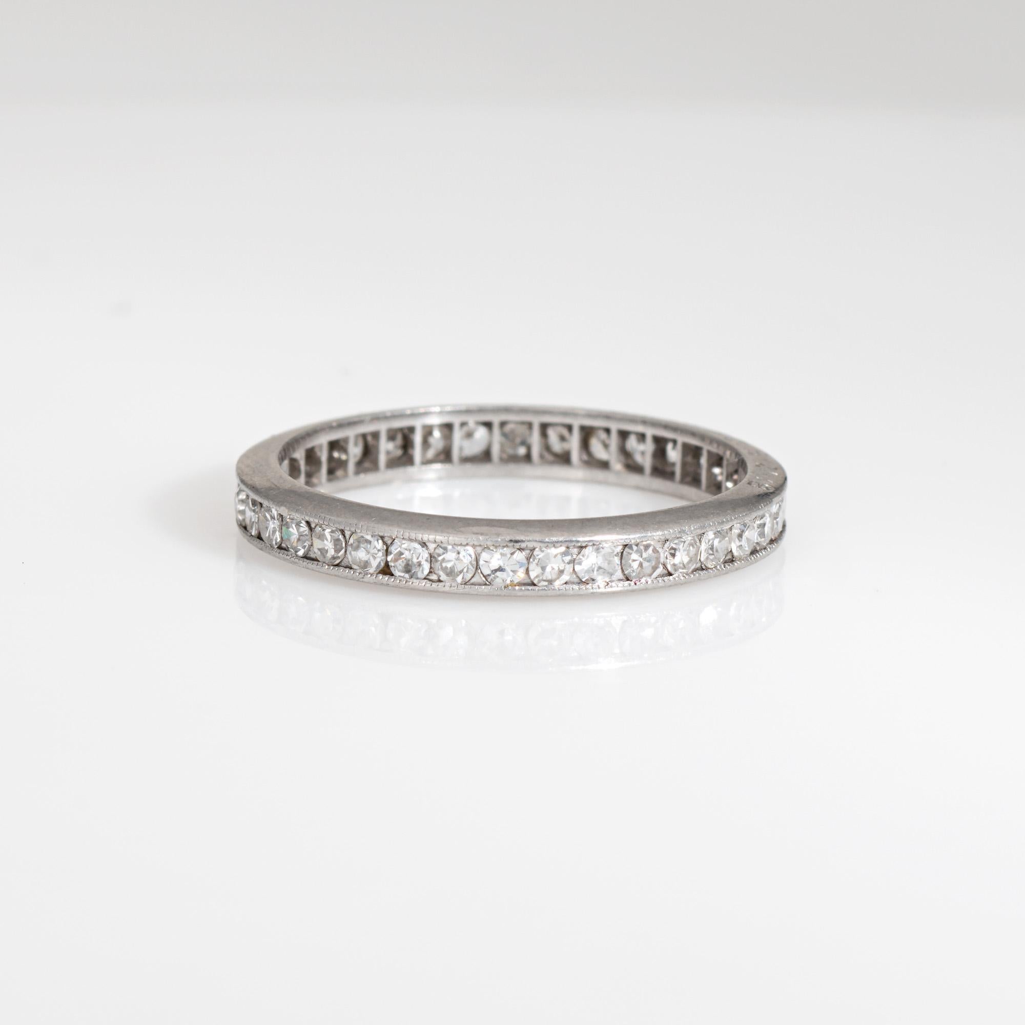 Antique Edwardian Diamond Band Sz 6.75 Ring Platinum Wedding Eternity Jewelry In Good Condition For Sale In Torrance, CA