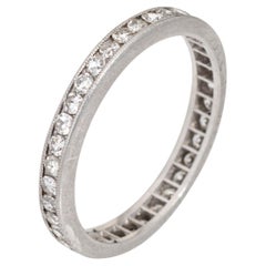 Antique Edwardian Diamond Band Sz 6.75 Ring Platinum Wedding Eternity Jewelry