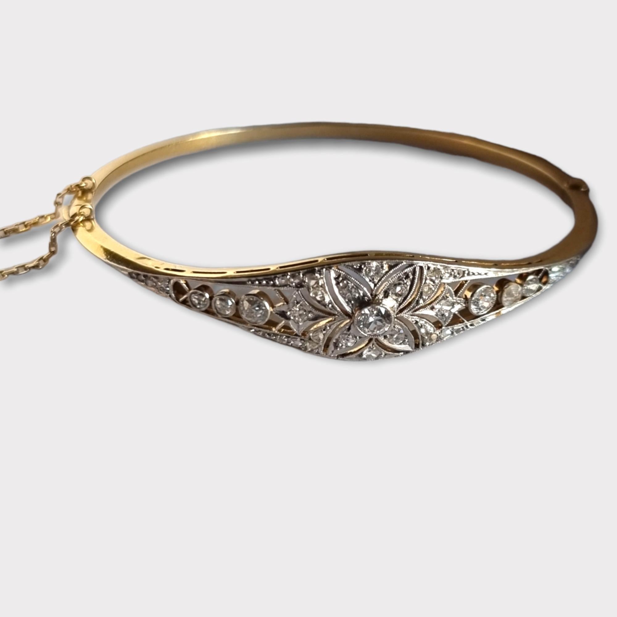 Bracelet jonc édouardien ancien en diamants (1901 - 1915) en vente 7