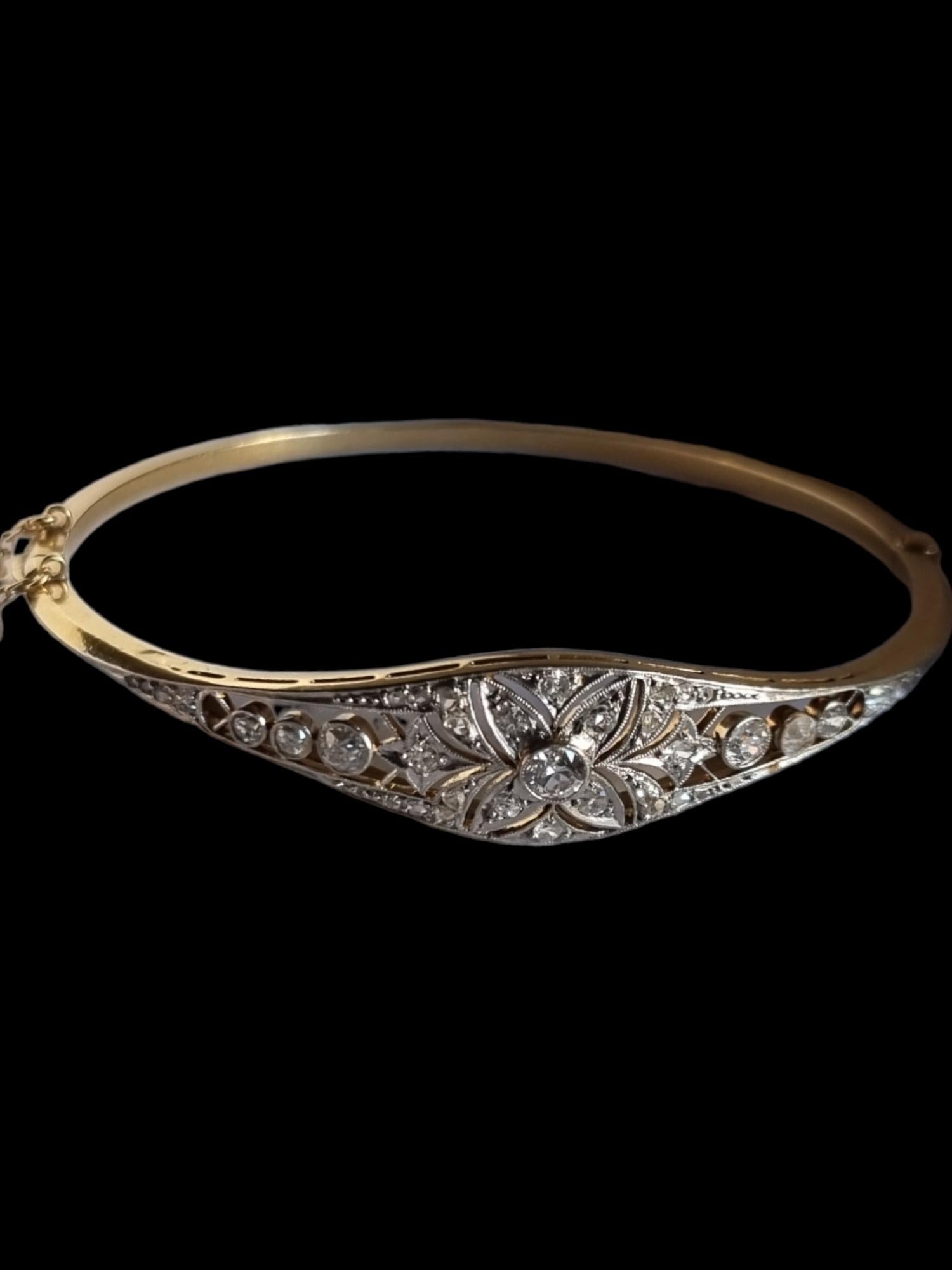 Bracelet jonc édouardien ancien en diamants (1901 - 1915) en vente 4